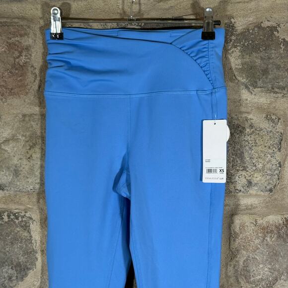 Yogalicious Lux Harmony Hi Rise Ankle Leggings Woman's XS Blue Marina Ruched - Picture 2 of 13